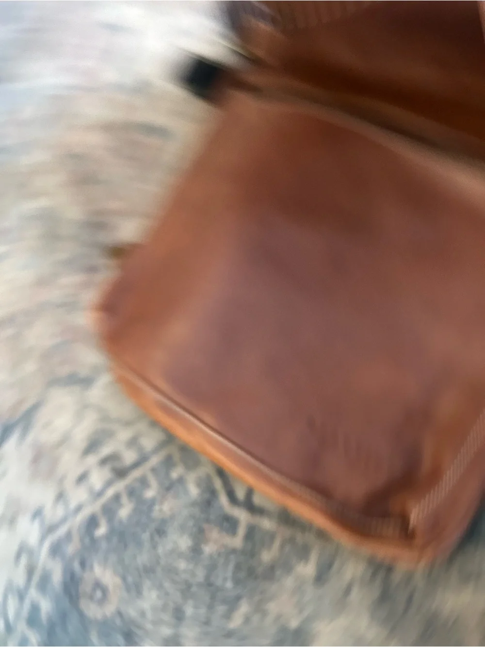 Kenneth Cole Reaction Navy and Brown Canvas  & Leather Messenger Bag